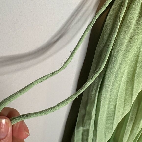 ASOS Design Pleated Cami Maxi Dress Drawstring Waist in Sage Green - Picture 4 of 7